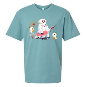 Nurse Ghost Scrub Top Halloween Costume Cna Nurses Rn Meaningful Gift Sueded Cloud Jersey T-Shirt