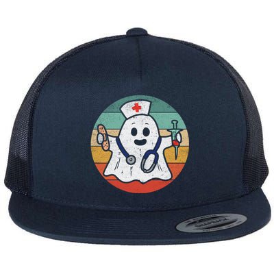 Nurse Ghost Scrub Top Halloween Costume For Nurses Rn Meaningful Gift Flat Bill Trucker Hat