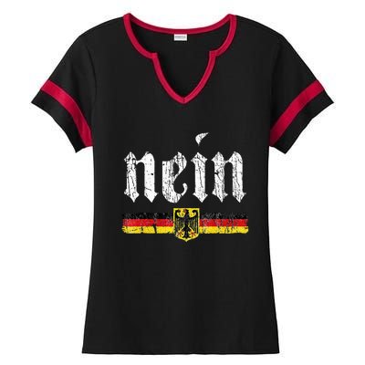 Nein German Saying No Funny Germany Oktoberfest Vintage Ladies Halftime Notch Neck Tee