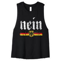 Nein German Saying No Funny Germany Oktoberfest Vintage Women's Racerback Cropped Tank