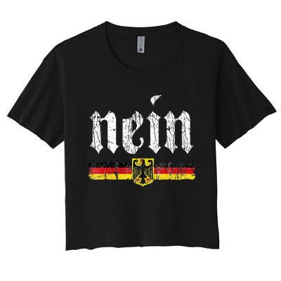 Nein German Saying No Funny Germany Oktoberfest Vintage Women's Crop Top Tee