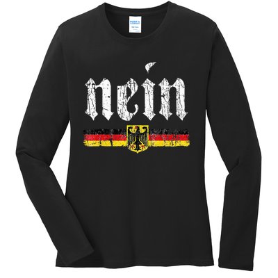 Nein German Saying No Funny Germany Oktoberfest Vintage Ladies Long Sleeve Shirt