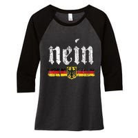 Nein German Saying No Funny Germany Oktoberfest Vintage Women's Tri-Blend 3/4-Sleeve Raglan Shirt