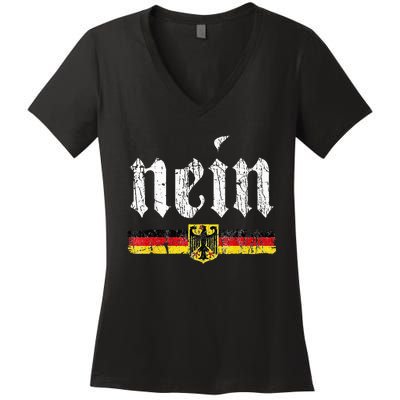 Nein German Saying No Funny Germany Oktoberfest Vintage Women's V-Neck T-Shirt