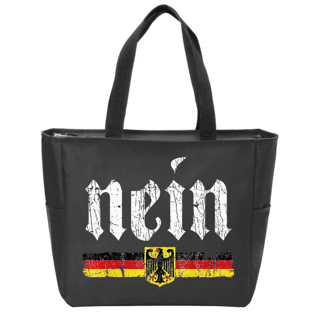 Nein German Saying No Funny Germany Oktoberfest Vintage Zip Tote Bag
