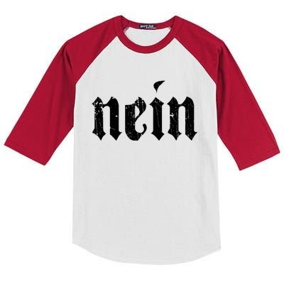 Nein German Saying No Funny Germany Deutschland Vintage Kids Colorblock Raglan Jersey