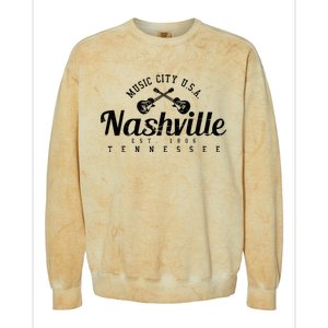 Nashville Guitar Tennessee Country Music City Gift Souvenir Colorblast Crewneck Sweatshirt