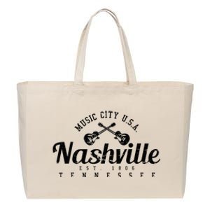 Nashville Guitar Tennessee Country Music City Gift Souvenir Cotton Canvas Jumbo Tote