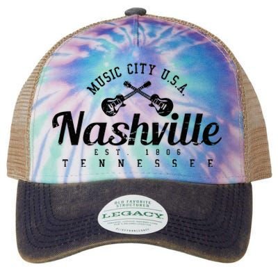 Nashville Guitar Tennessee Country Music City Gift Souvenir Legacy Tie Dye Trucker Hat