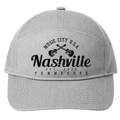 Nashville Guitar Tennessee Country Music City Gift Souvenir 7-Panel Snapback Hat