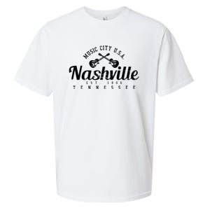 Nashville Guitar Tennessee Country Music City Gift Souvenir Sueded Cloud Jersey T-Shirt