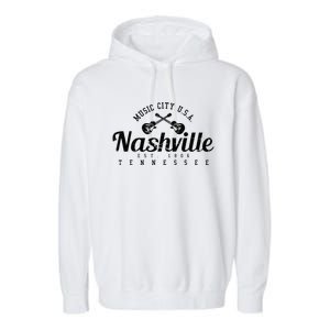 Nashville Guitar Tennessee Country Music City Gift Souvenir Garment-Dyed Fleece Hoodie