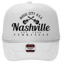 Nashville Guitar Tennessee Country Music City Gift Souvenir High Crown Mesh Back Trucker Hat