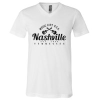 Nashville Guitar Tennessee Country Music City Gift Souvenir V-Neck T-Shirt