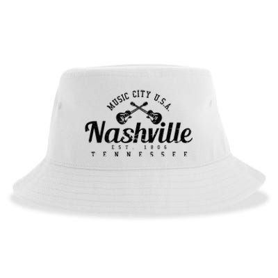 Nashville Guitar Tennessee Country Music City Gift Souvenir Sustainable Bucket Hat