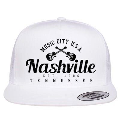 Nashville Guitar Tennessee Country Music City Gift Souvenir Flat Bill Trucker Hat