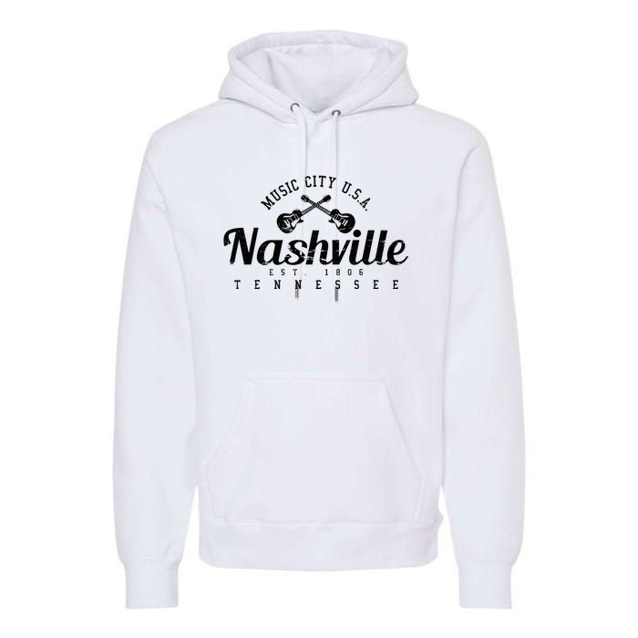 Nashville Guitar Tennessee Country Music City Gift Souvenir Premium Hoodie