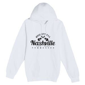 Nashville Guitar Tennessee Country Music City Gift Souvenir Premium Pullover Hoodie