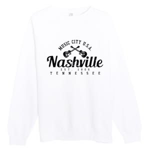 Nashville Guitar Tennessee Country Music City Gift Souvenir Premium Crewneck Sweatshirt