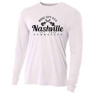 Nashville Guitar Tennessee Country Music City Gift Souvenir Cooling Performance Long Sleeve Crew