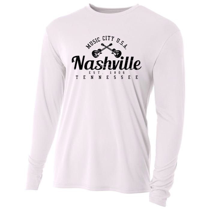 Nashville Guitar Tennessee Country Music City Gift Souvenir Cooling Performance Long Sleeve Crew