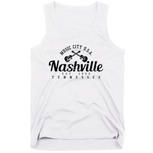 Nashville Guitar Tennessee Country Music City Gift Souvenir Tank Top