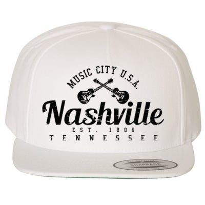 Nashville Guitar Tennessee Country Music City Gift Souvenir Wool Snapback Cap