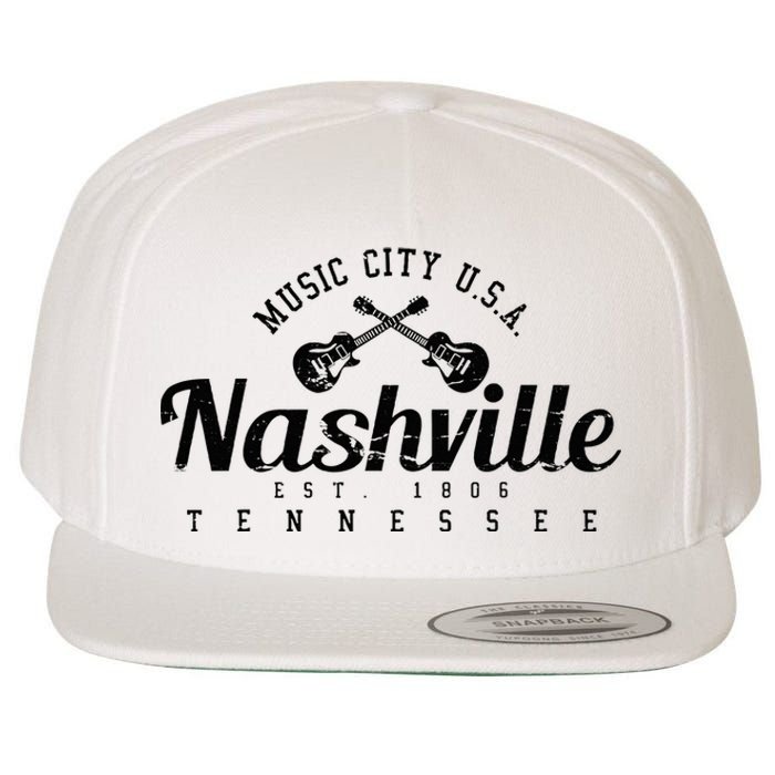 Nashville Guitar Tennessee Country Music City Gift Souvenir Wool Snapback Cap