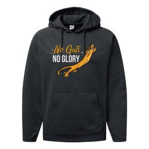 No Guts Then No Glories Gift For Crested Gecko Lover Performance Fleece Hoodie