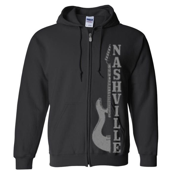 Nashville Guitar Tennessee Vintage Country Music City Full Zip Hoodie