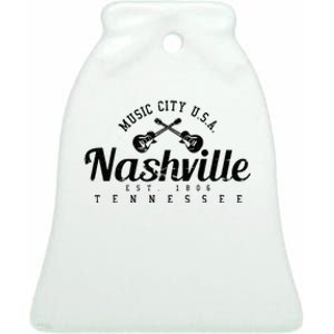 Nashville Guitar Tennessee Country Music City Gift Souvenir Ceramic Bell Ornament