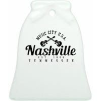 Nashville Guitar Tennessee Country Music City Gift Souvenir Ceramic Bell Ornament