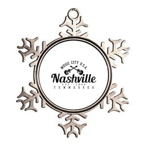 Nashville Guitar Tennessee Country Music City Gift Souvenir Metallic Star Ornament