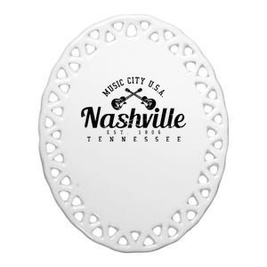 Nashville Guitar Tennessee Country Music City Gift Souvenir Ceramic Oval Ornament