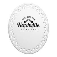 Nashville Guitar Tennessee Country Music City Gift Souvenir Ceramic Oval Ornament