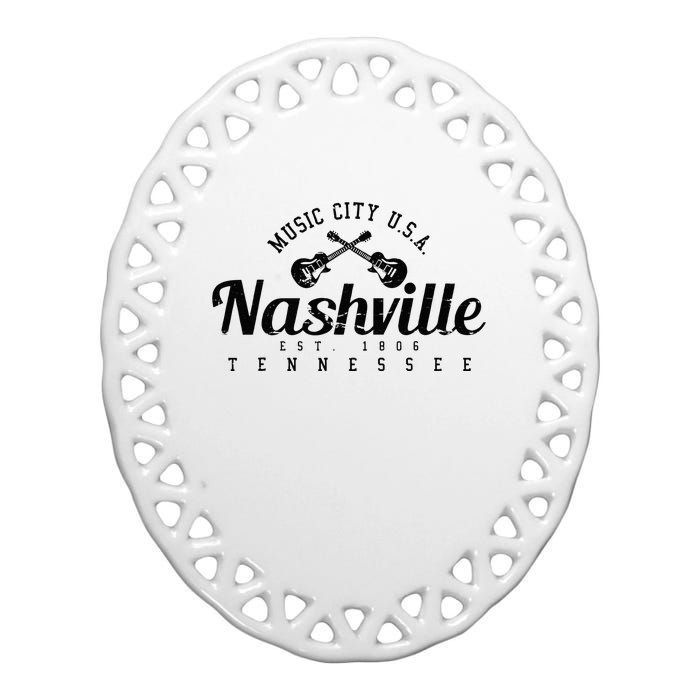 Nashville Guitar Tennessee Country Music City Gift Souvenir Ceramic Oval Ornament