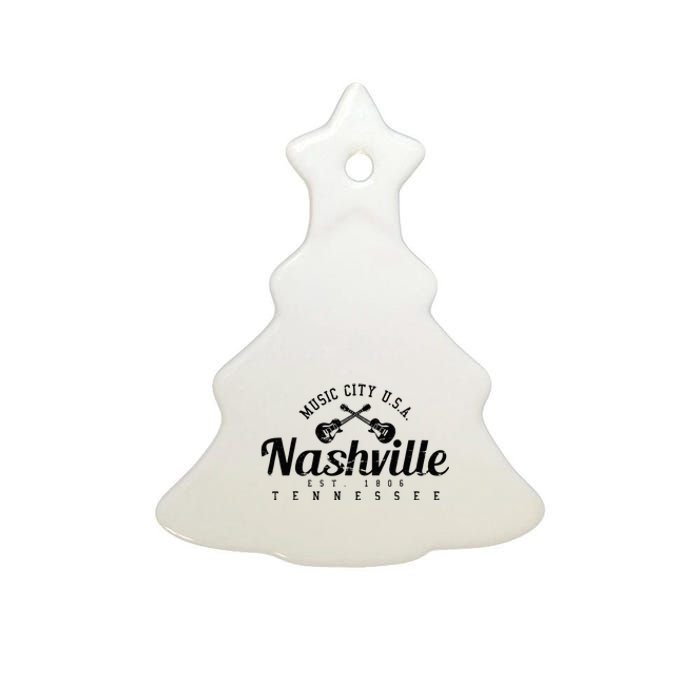 Nashville Guitar Tennessee Country Music City Gift Souvenir Ceramic Tree Ornament