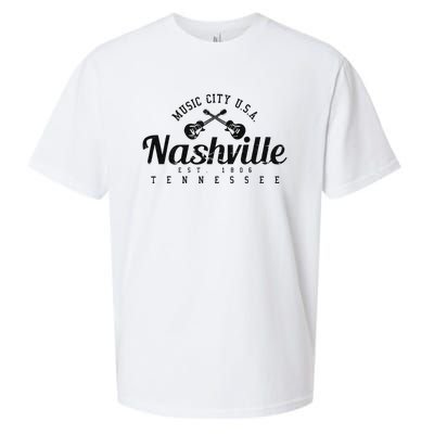 Nashville Guitar Tennessee Country Music City Gift Souvenir Sueded Cloud Jersey T-Shirt