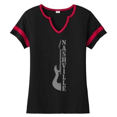 Nashville Guitar Tennessee Vintage Country Music City Ladies Halftime Notch Neck Tee