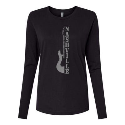 Nashville Guitar Tennessee Vintage Country Music City Womens Cotton Relaxed Long Sleeve T-Shirt