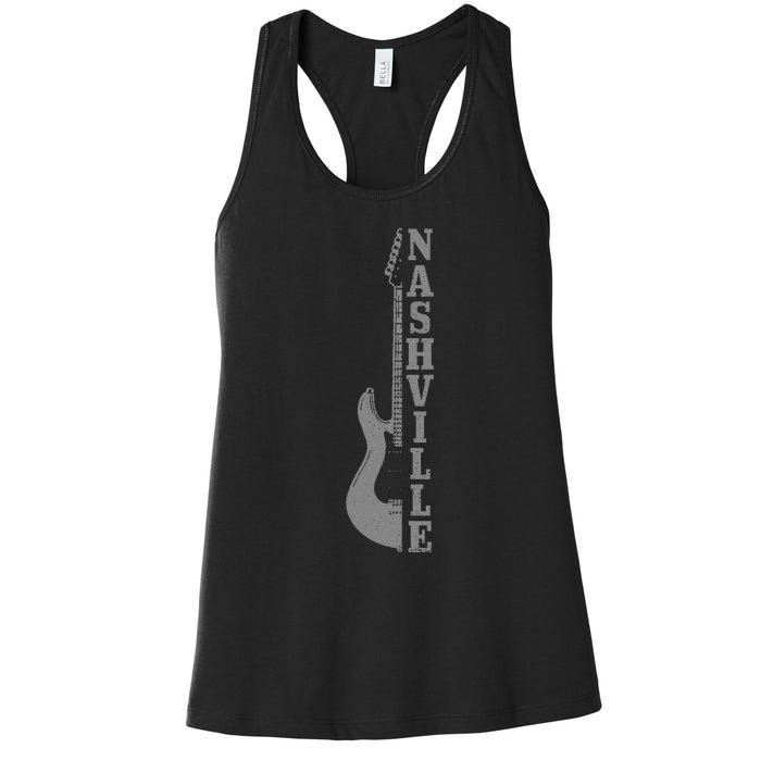 Nashville Guitar Tennessee Vintage Country Music City Women's Racerback Tank