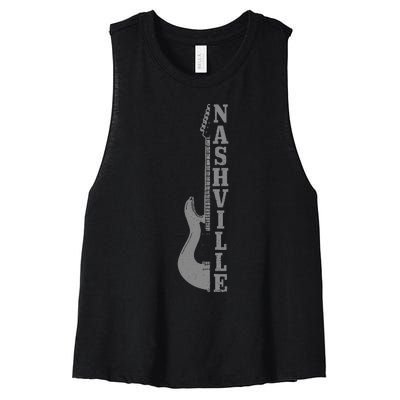 Nashville Guitar Tennessee Vintage Country Music City Women's Racerback Cropped Tank