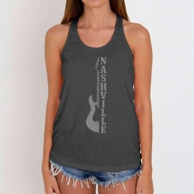 Nashville Guitar Tennessee Vintage Country Music City Women's Knotted Racerback Tank