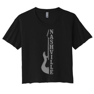 Nashville Guitar Tennessee Vintage Country Music City Women's Crop Top Tee