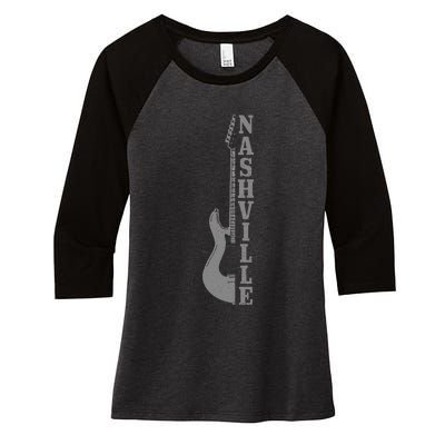 Nashville Guitar Tennessee Vintage Country Music City Women's Tri-Blend 3/4-Sleeve Raglan Shirt