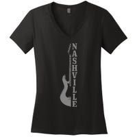 Nashville Guitar Tennessee Vintage Country Music City Women's V-Neck T-Shirt