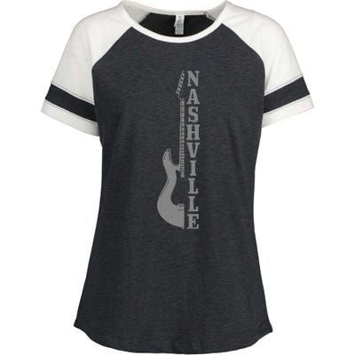 Nashville Guitar Tennessee Vintage Country Music City Enza Ladies Jersey Colorblock Tee