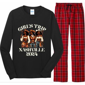 Nashville Girl Trip 2024 African Melanin Cowgirl Long Sleeve Pajama Set