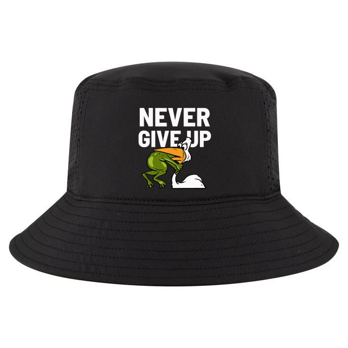Never Give Up Frog Bird Choking Funny Motivation Cool Comfort Performance Bucket Hat