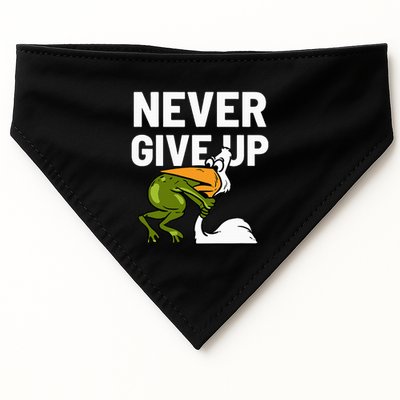 Never Give Up Frog Bird Choking Funny Motivation USA-Made Doggie Bandana